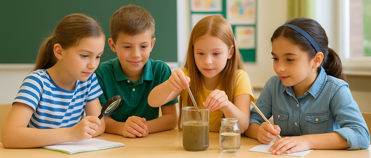 KIT Abwasser - Kinder forschen in einem Klassenraum