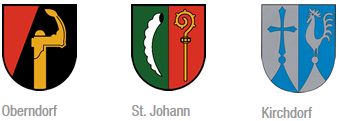 Wappen der Gemeinden Oberndorf, St. Johann und Kirchdorf